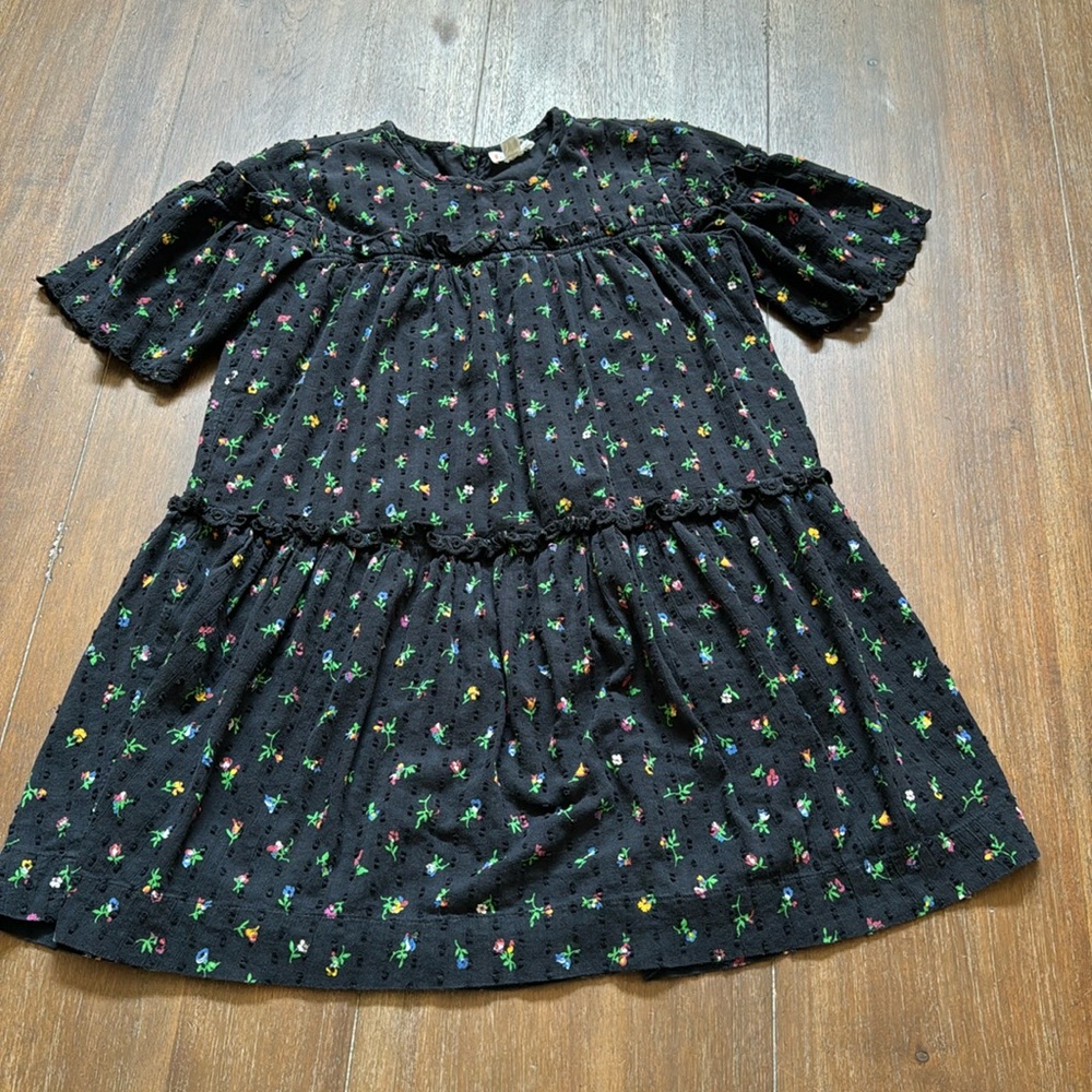 Size 8 J. Crew Crewcuts lined floral cotton dress eyelet sleeves